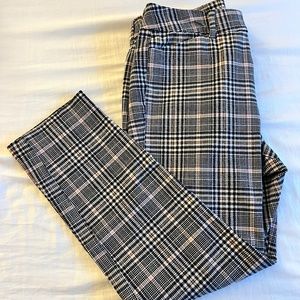 Old Navy, High-Rise Pixie Ankle Pants, B/W/Pink Plaid, 8